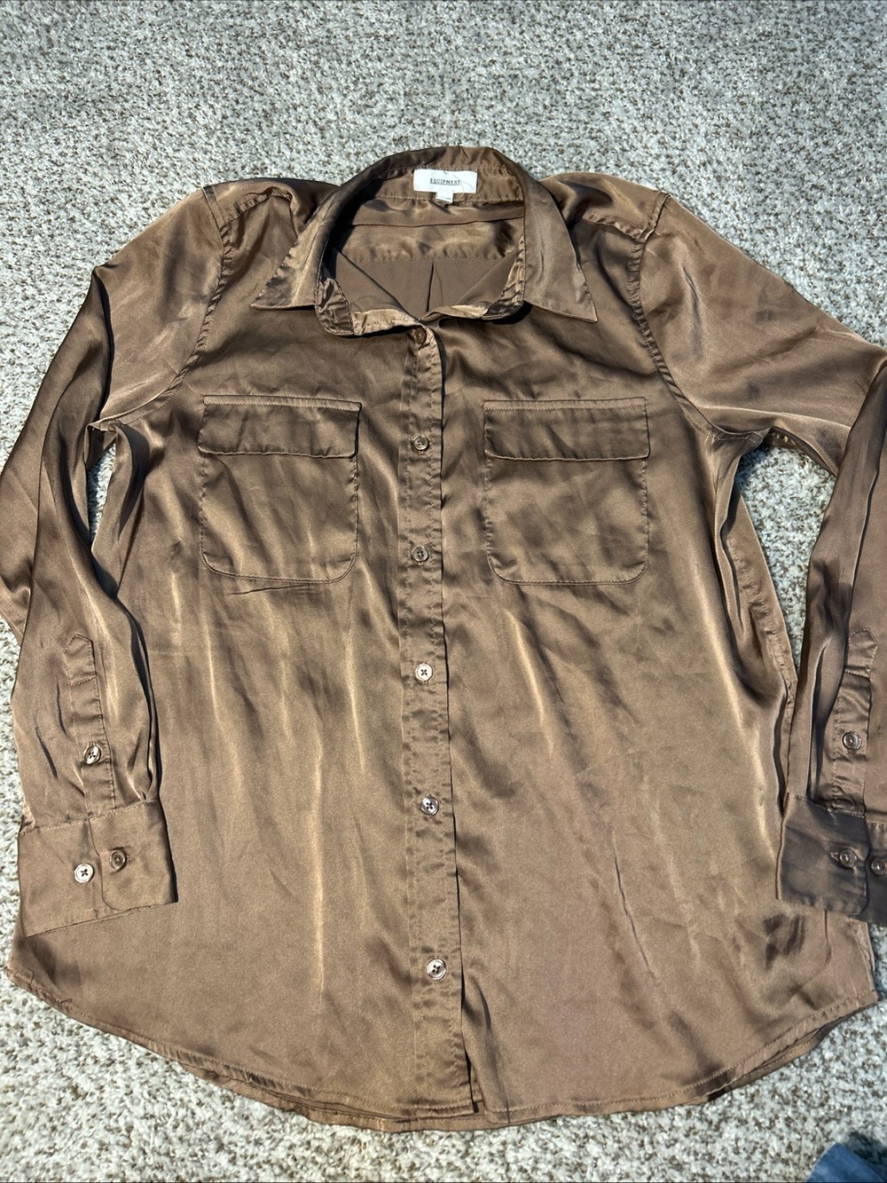 Equipment Satin Brown Button-Down Shirt
